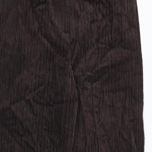 Marks and Spencer Womens Brown Cotton Trousers Size 12 Regular Zip