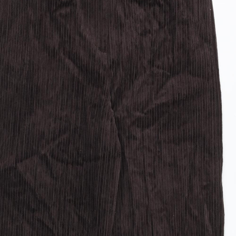 Marks and Spencer Womens Brown Cotton Trousers Size 12 Regular Zip