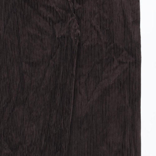 Marks and Spencer Womens Brown Cotton Trousers Size 12 Regular Zip