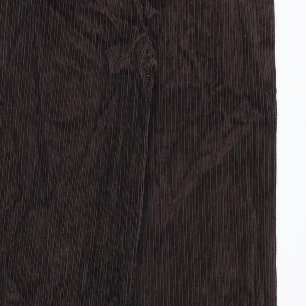 Marks and Spencer Womens Brown Cotton Trousers Size 12 Regular Zip