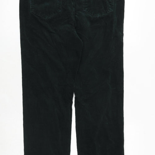 Marks and Spencer Womens Green Cotton Trousers Size 14 Regular Zip