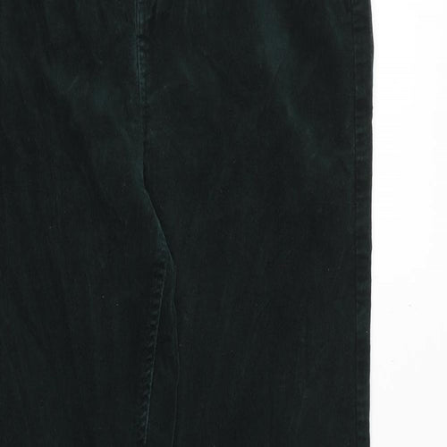 Marks and Spencer Womens Green Cotton Trousers Size 14 Regular Zip