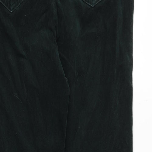 Marks and Spencer Womens Green Cotton Trousers Size 14 Regular Zip