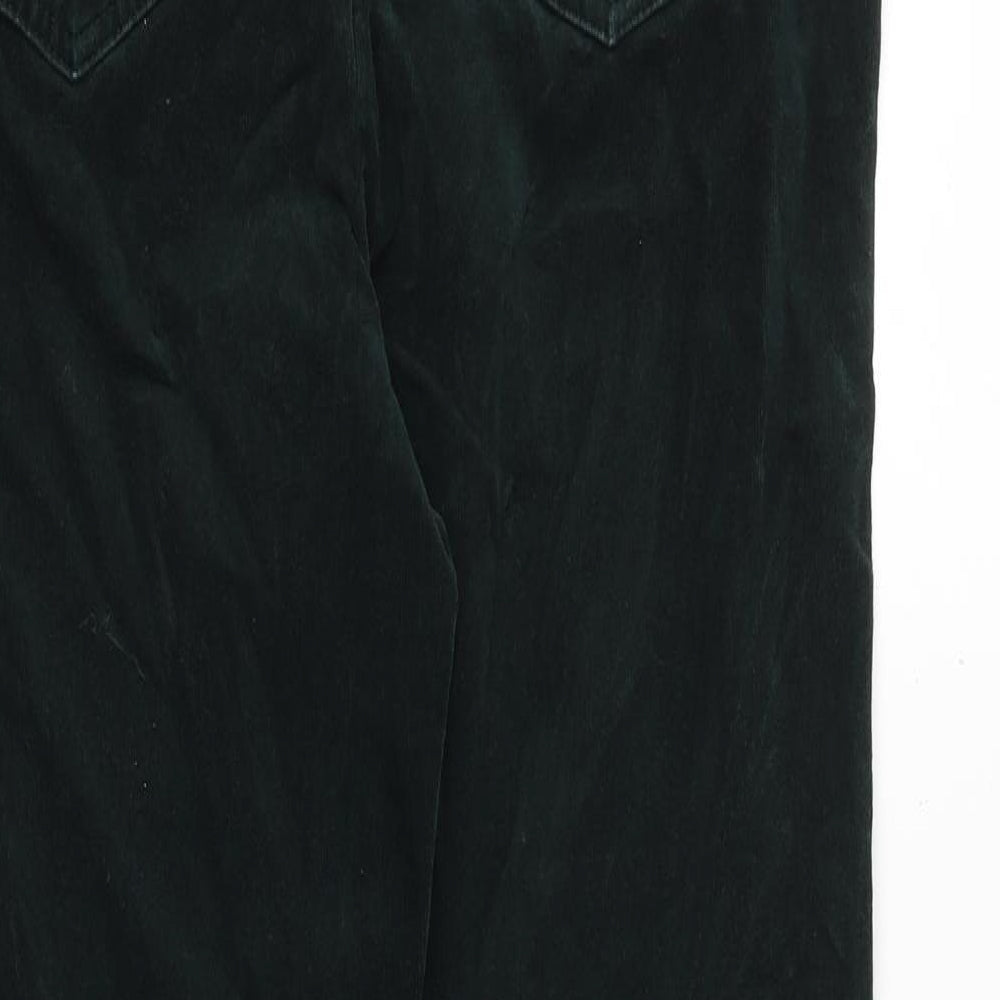 Marks and Spencer Womens Green Cotton Trousers Size 14 Regular Zip