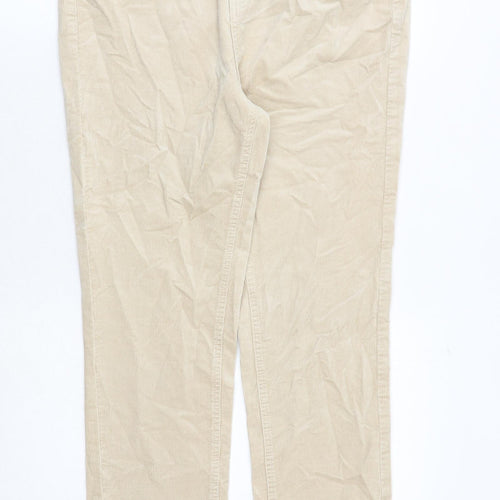 Marks and Spencer Womens Beige Cotton Trousers Size 14 Regular Zip