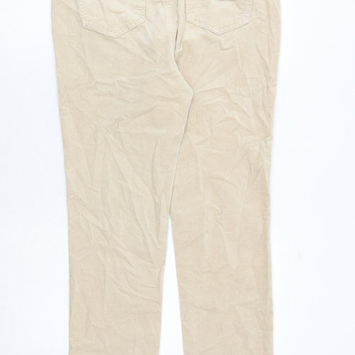 Marks and Spencer Womens Beige Cotton Trousers Size 14 Regular Zip
