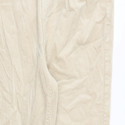 Marks and Spencer Womens Beige Cotton Trousers Size 14 Regular Zip