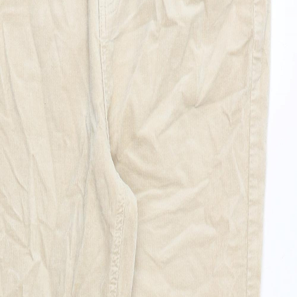 Marks and Spencer Womens Beige Cotton Trousers Size 14 Regular Zip