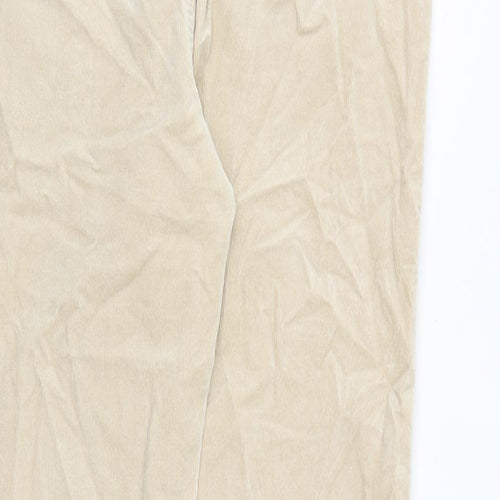 Marks and Spencer Womens Beige Cotton Trousers Size 14 Regular Zip