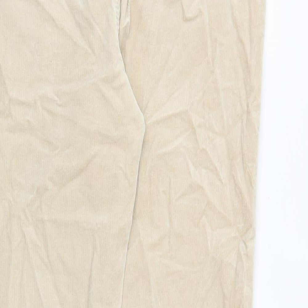 Marks and Spencer Womens Beige Cotton Trousers Size 14 Regular Zip