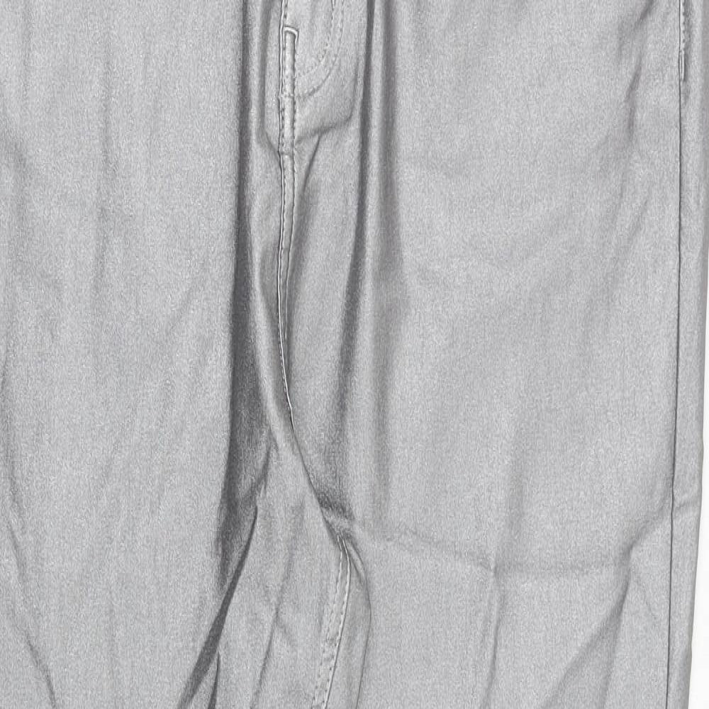 Marks and Spencer Womens Silver Viscose Trousers Size 20 Regular Zip - Metallic