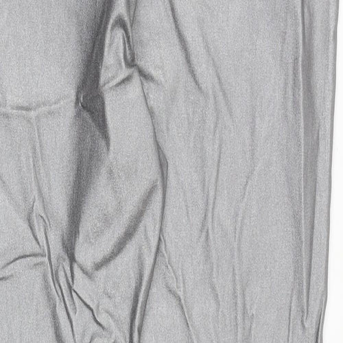 Marks and Spencer Womens Silver Viscose Trousers Size 20 Regular Zip - Metallic