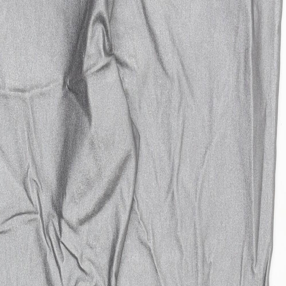 Marks and Spencer Womens Silver Viscose Trousers Size 20 Regular Zip - Metallic