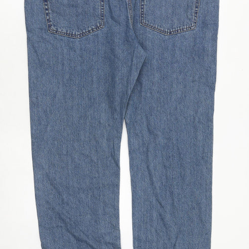 Marks and Spencer Mens Blue Cotton Straight Jeans Size 42 in Regular Zip