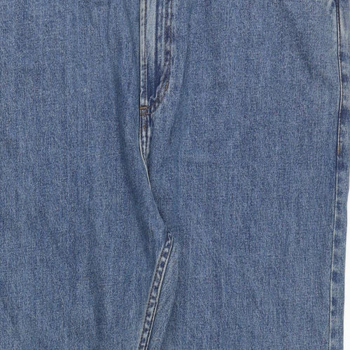 Marks and Spencer Mens Blue Cotton Straight Jeans Size 42 in Regular Zip