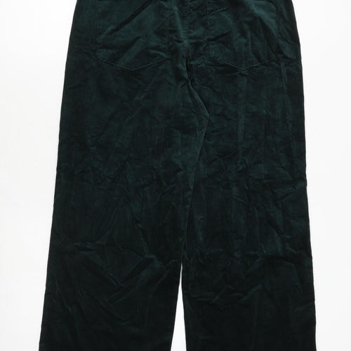 Marks and Spencer Womens Green Cotton Trousers Size 14 Regular Zip