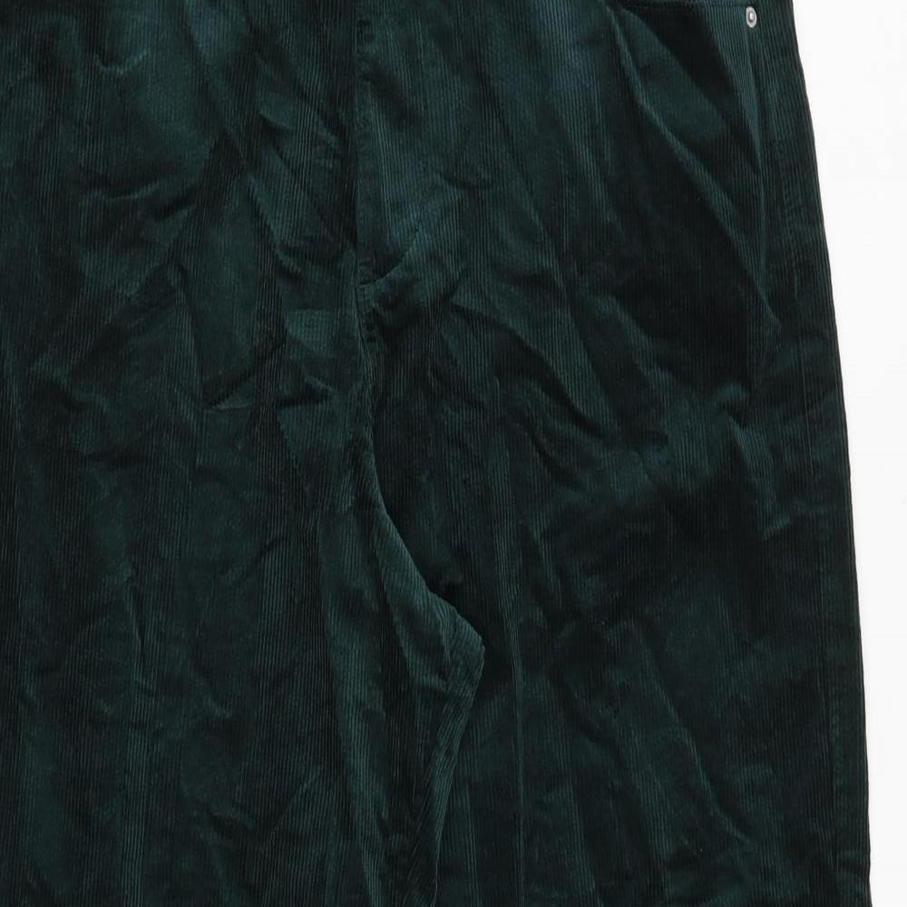Marks and Spencer Womens Green Cotton Trousers Size 14 Regular Zip