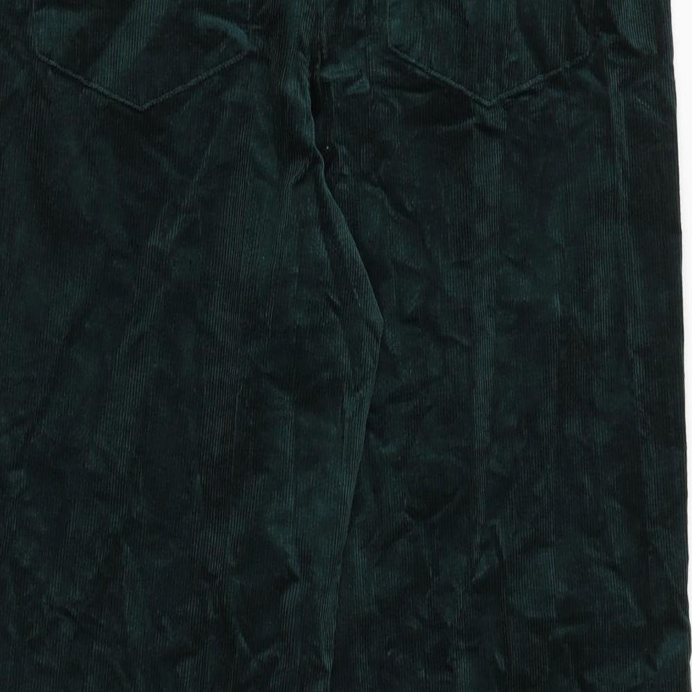 Marks and Spencer Womens Green Cotton Trousers Size 14 Regular Zip