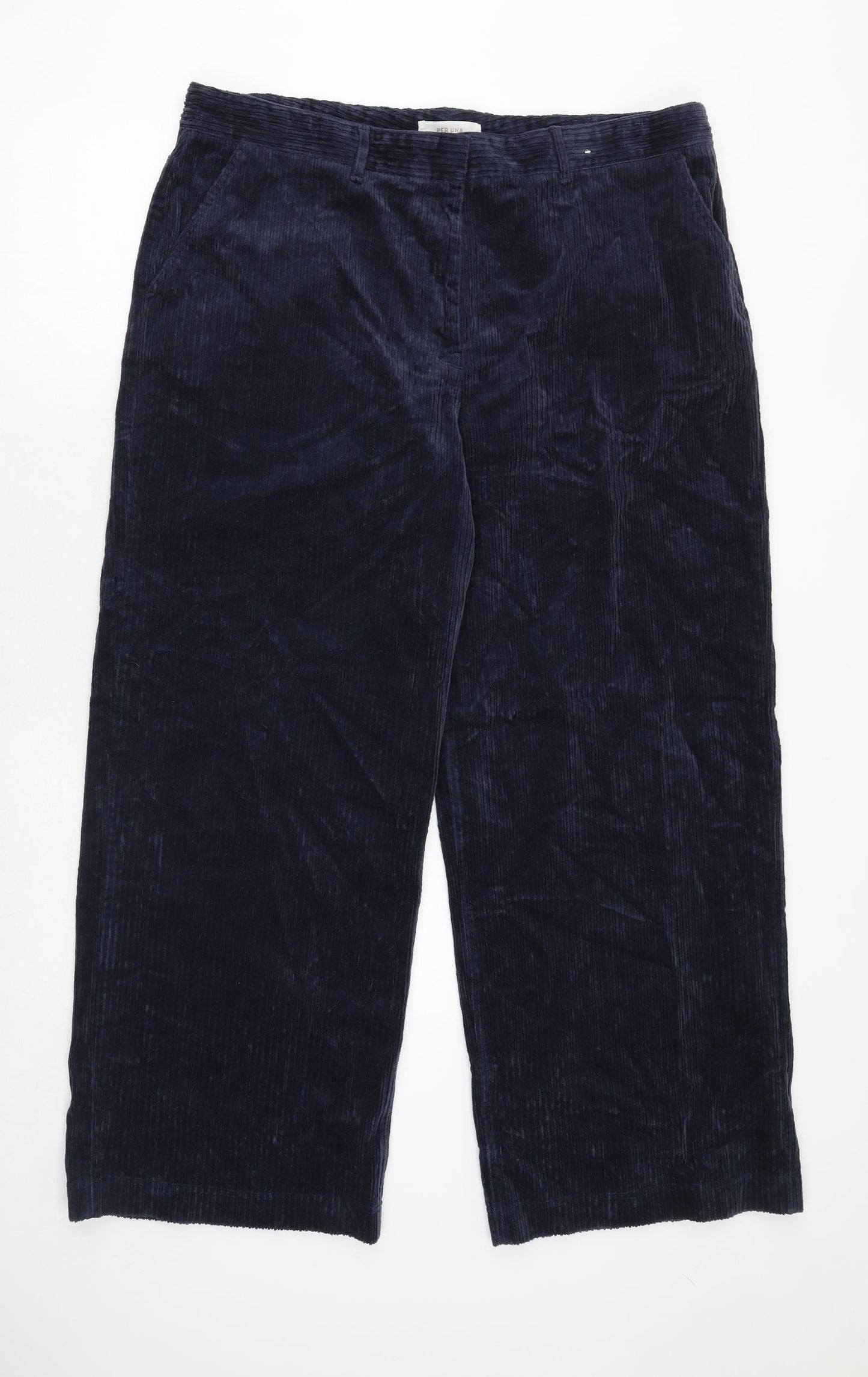 Marks and Spencer Womens Blue Cotton Trousers Size 20 Regular Zip