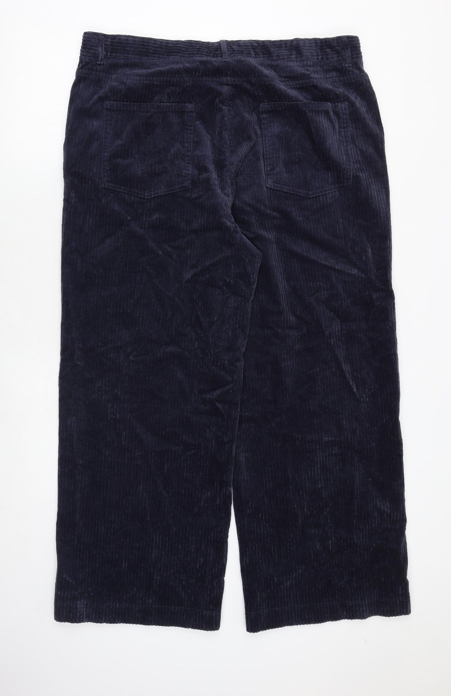 Marks and Spencer Womens Blue Cotton Trousers Size 20 Regular Zip
