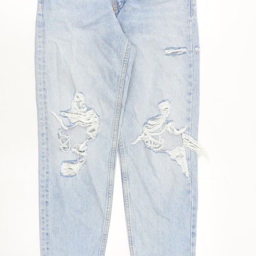 Zara Womens Blue Polyester Mom Jeans Size 8 Regular Zip