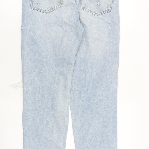 Zara Womens Blue Polyester Mom Jeans Size 8 Regular Zip