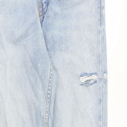 Zara Womens Blue Polyester Mom Jeans Size 8 Regular Zip