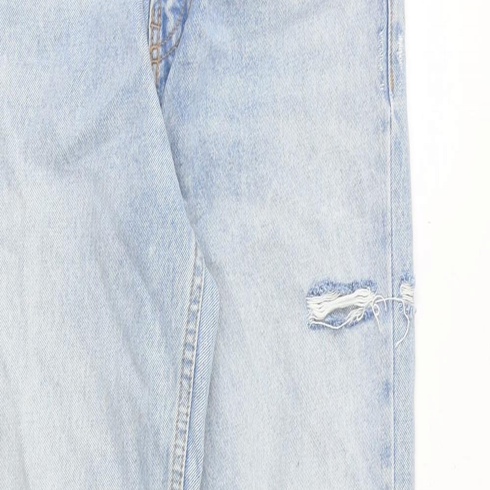 Zara Womens Blue Polyester Mom Jeans Size 8 Regular Zip