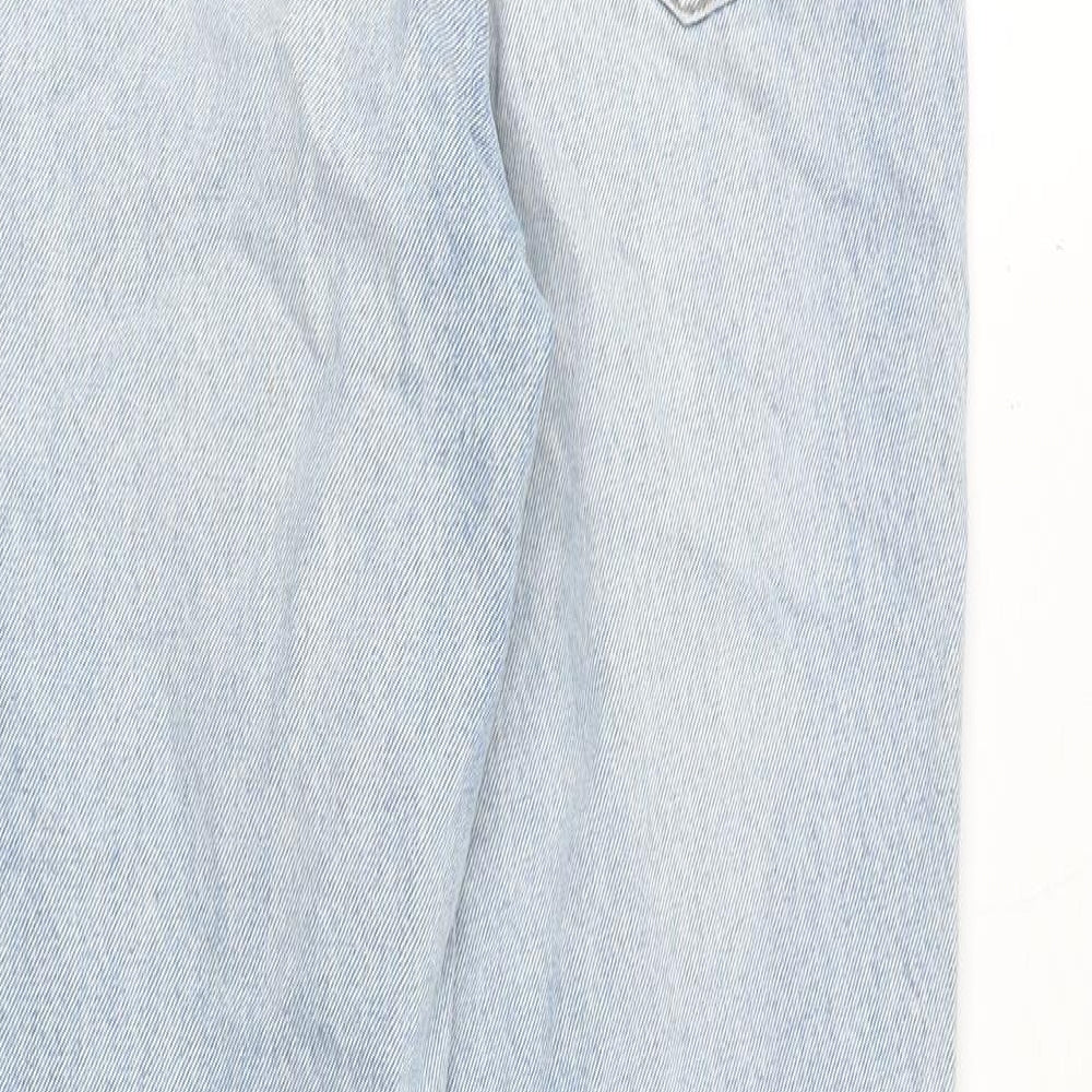 Zara Womens Blue Polyester Mom Jeans Size 8 Regular Zip