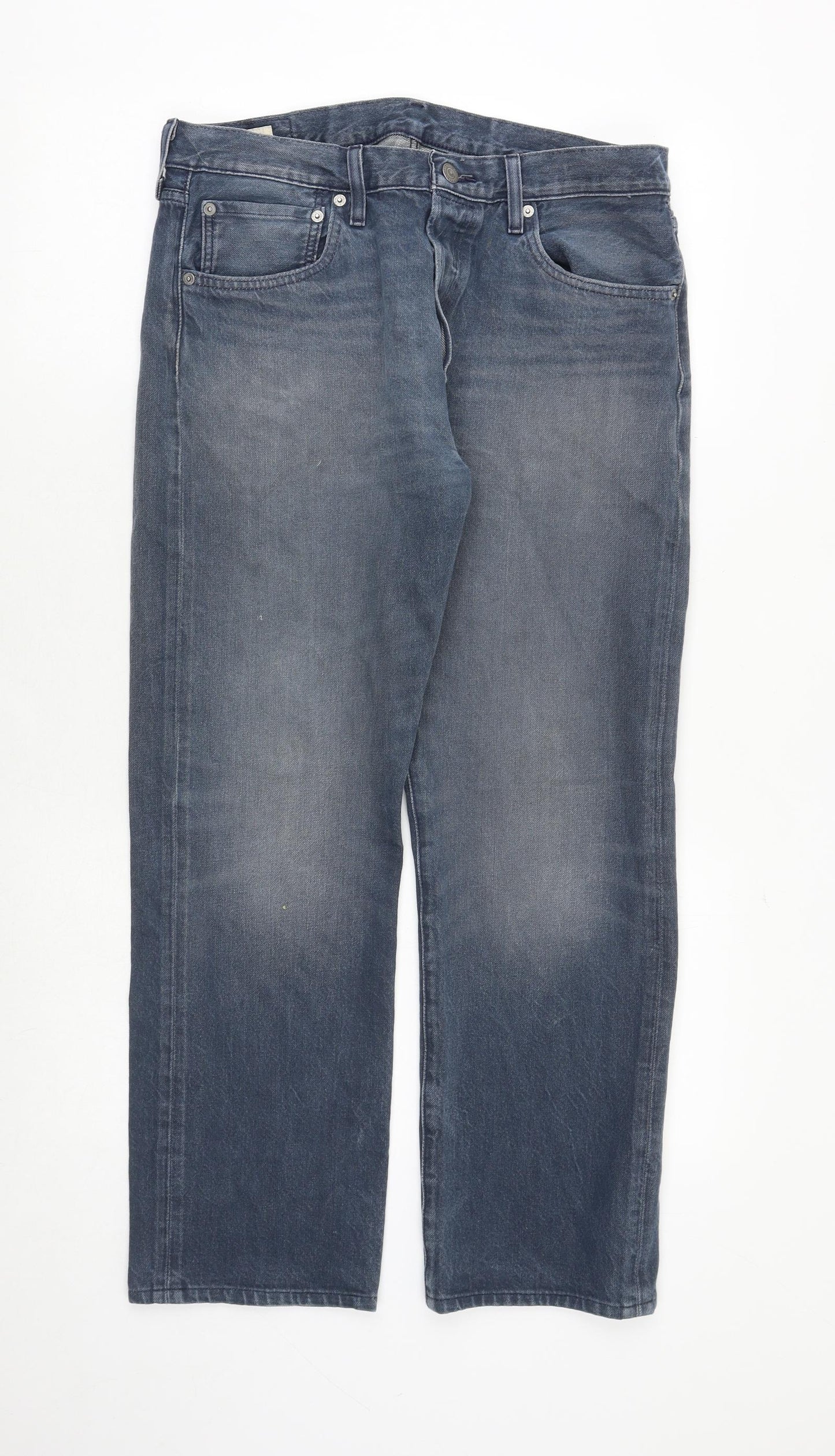 Levi's Mens Blue Cotton Straight Jeans Size 33 in Regular Button