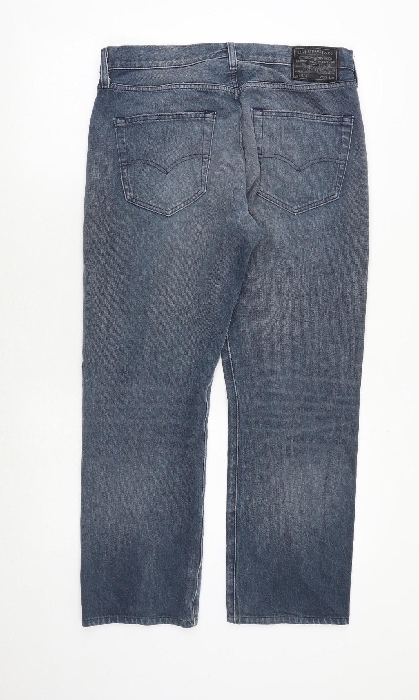 Levi's Mens Blue Cotton Straight Jeans Size 33 in Regular Button