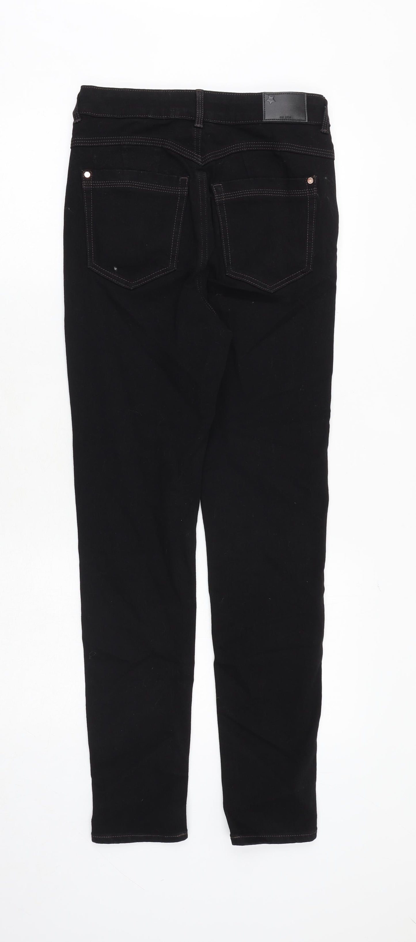 Marks and Spencer Womens Black Cotton Skinny Jeans Size 8 Regular Zip