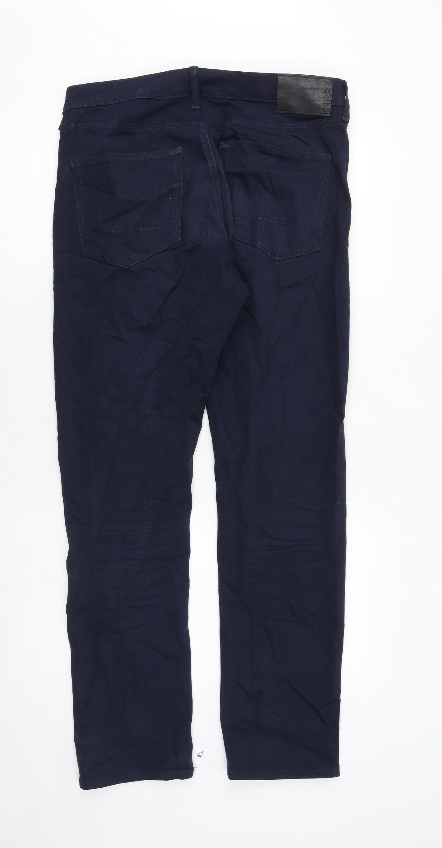 Marks and Spencer Mens Blue Cotton Skinny Jeans Size 34 in Slim Zip