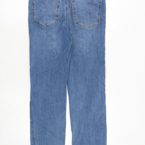 Marks and Spencer Womens Blue Cotton Straight Jeans Size 10 Regular Zip