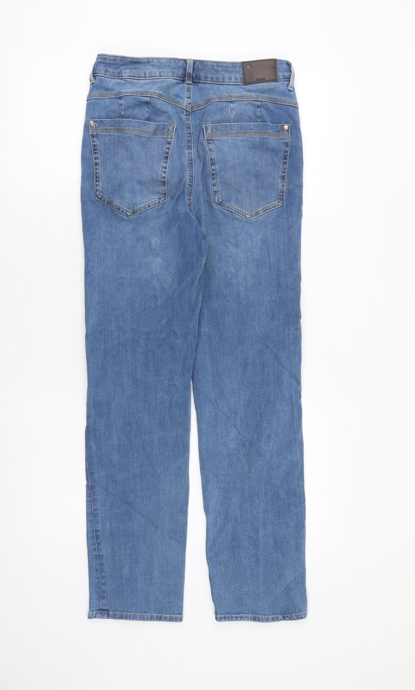 Marks and Spencer Womens Blue Cotton Straight Jeans Size 10 Regular Zip
