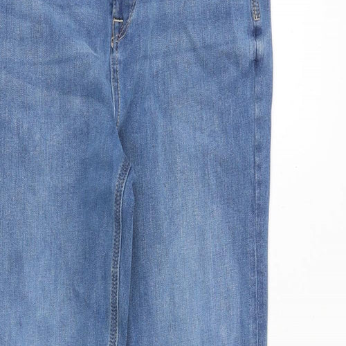Marks and Spencer Womens Blue Cotton Straight Jeans Size 10 Regular Zip