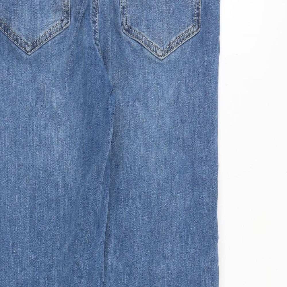 Marks and Spencer Womens Blue Cotton Straight Jeans Size 10 Regular Zip
