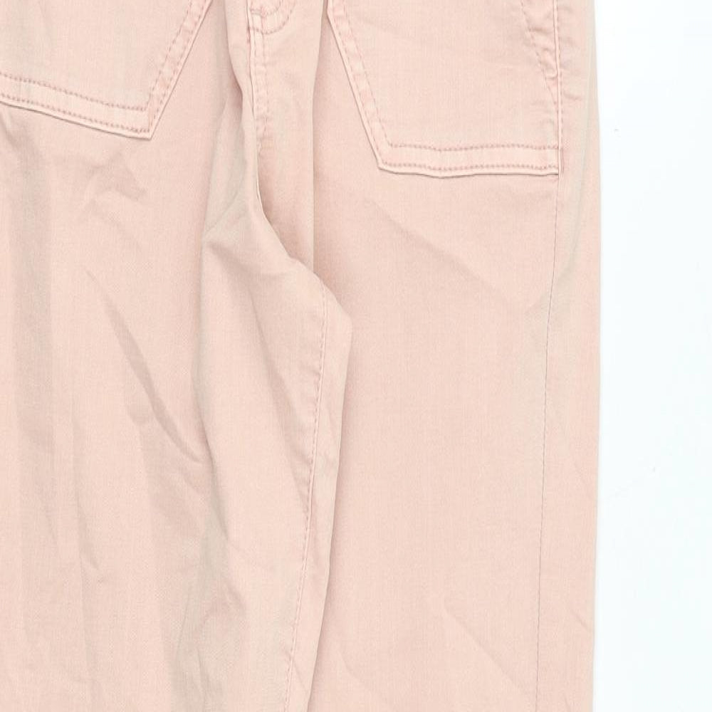 Marks and Spencer Womens Pink Cotton Tapered Jeans Size 6 Regular Zip