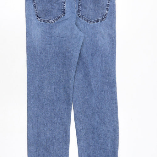 Marks and Spencer Womens Blue Cotton Straight Jeans Size 12 Regular Zip