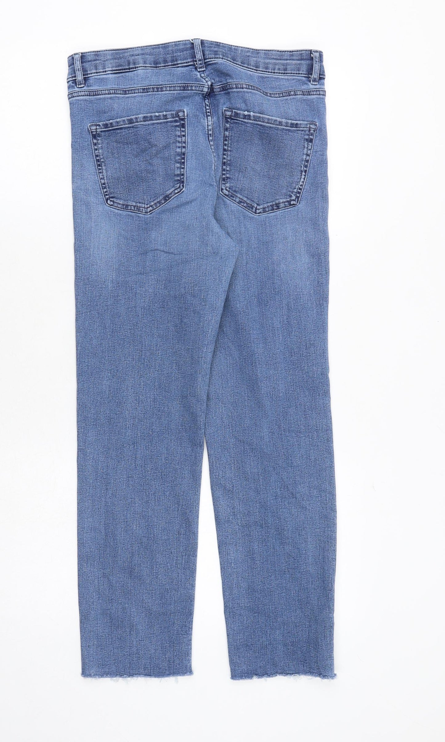 Marks and Spencer Womens Blue Cotton Straight Jeans Size 12 Regular Zip