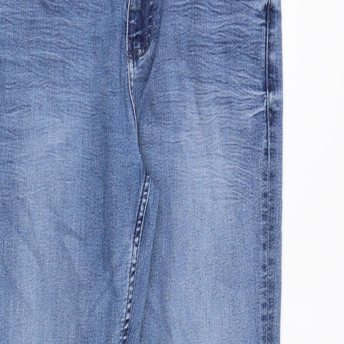 Marks and Spencer Womens Blue Cotton Straight Jeans Size 12 Regular Zip