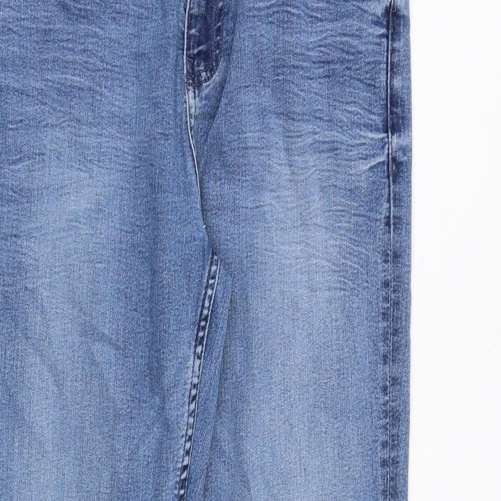 Marks and Spencer Womens Blue Cotton Straight Jeans Size 12 Regular Zip