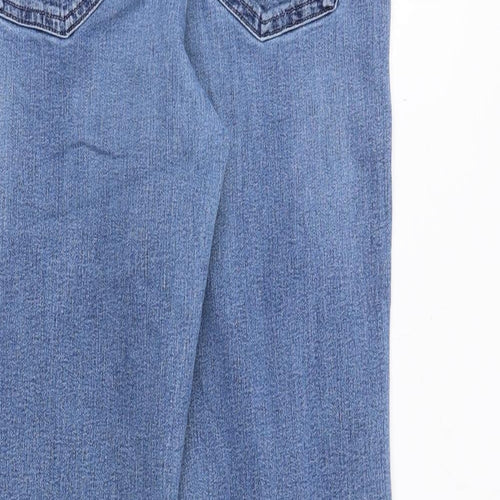 Marks and Spencer Womens Blue Cotton Straight Jeans Size 12 Regular Zip