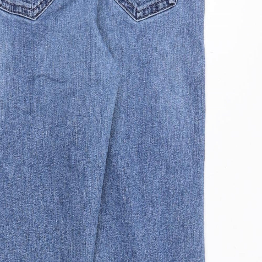 Marks and Spencer Womens Blue Cotton Straight Jeans Size 12 Regular Zip