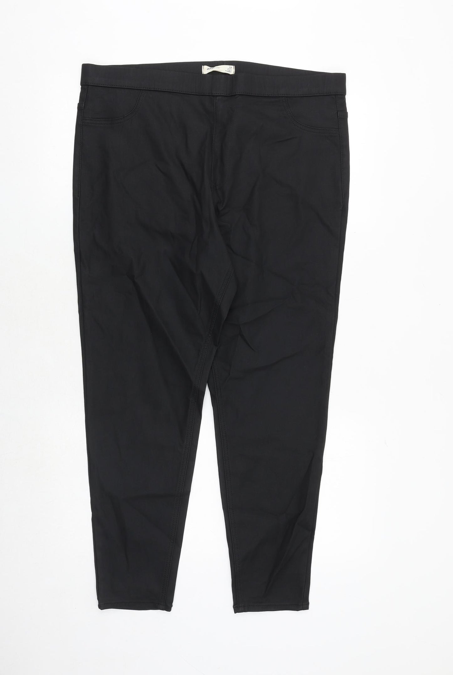 Marks and Spencer Womens Black Viscose Trousers Size 18 Regular - Coated