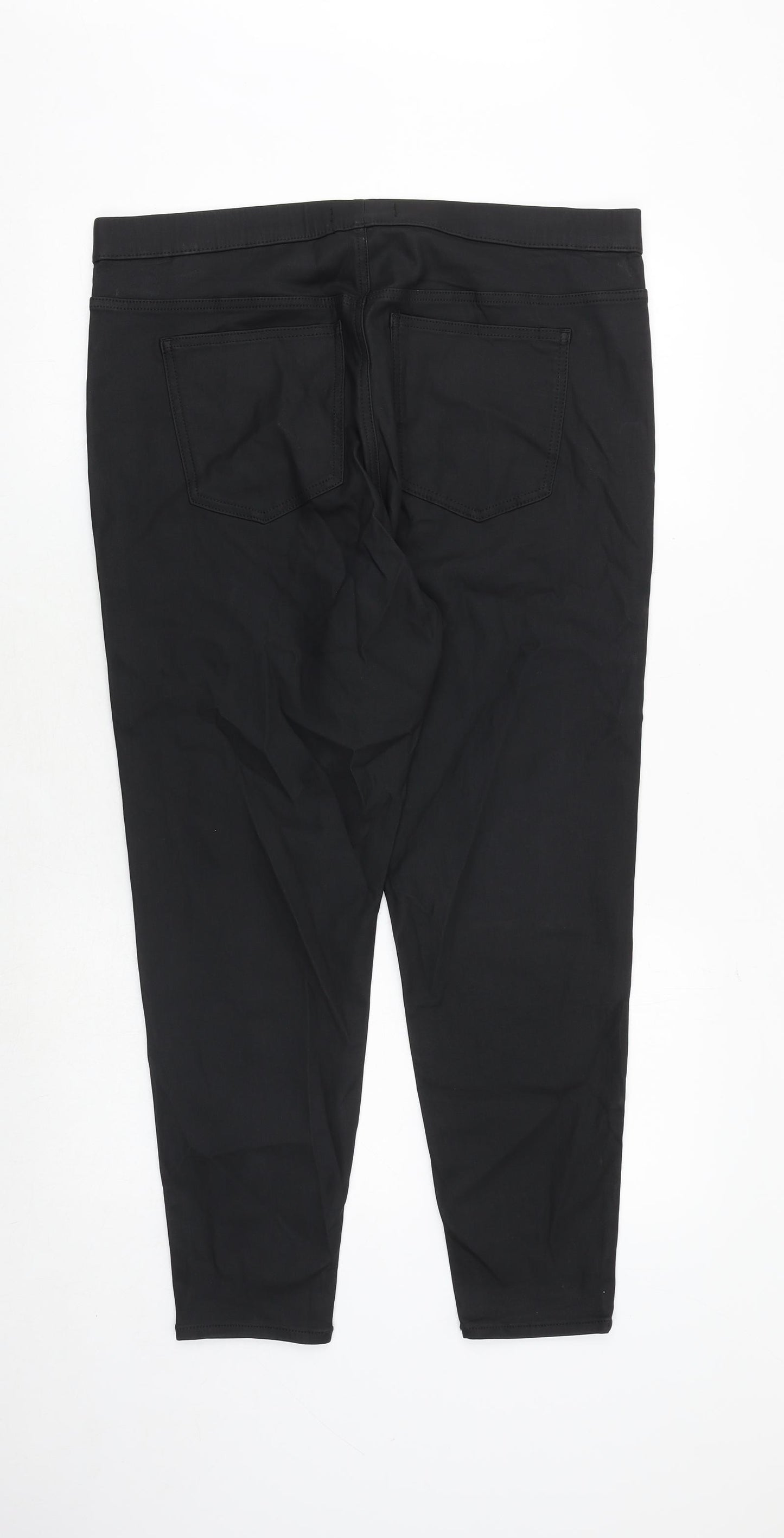 Marks and Spencer Womens Black Viscose Trousers Size 18 Regular - Coated
