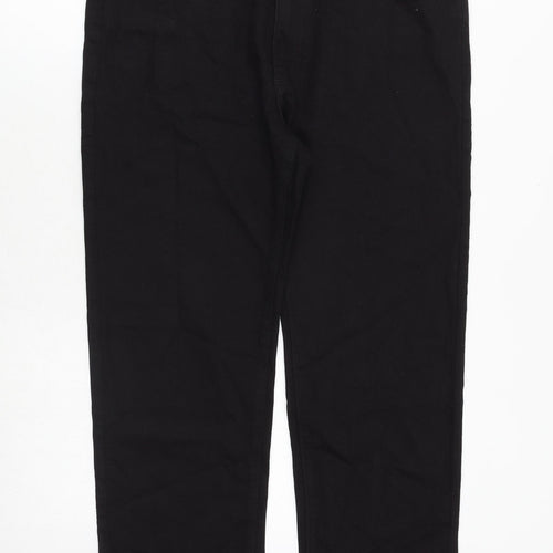 Marks and Spencer Mens Black Cotton Straight Jeans Size 34 in Regular Zip