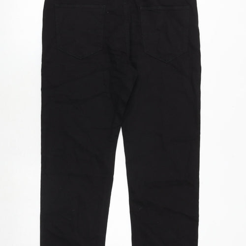 Marks and Spencer Mens Black Cotton Straight Jeans Size 34 in Regular Zip