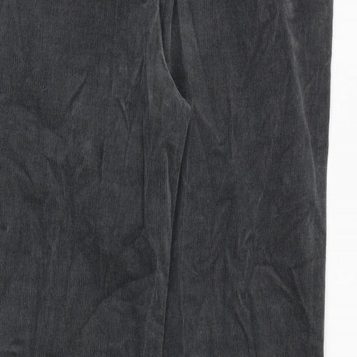 Marks and Spencer Womens Grey Cotton Trousers Size 16 Regular Zip