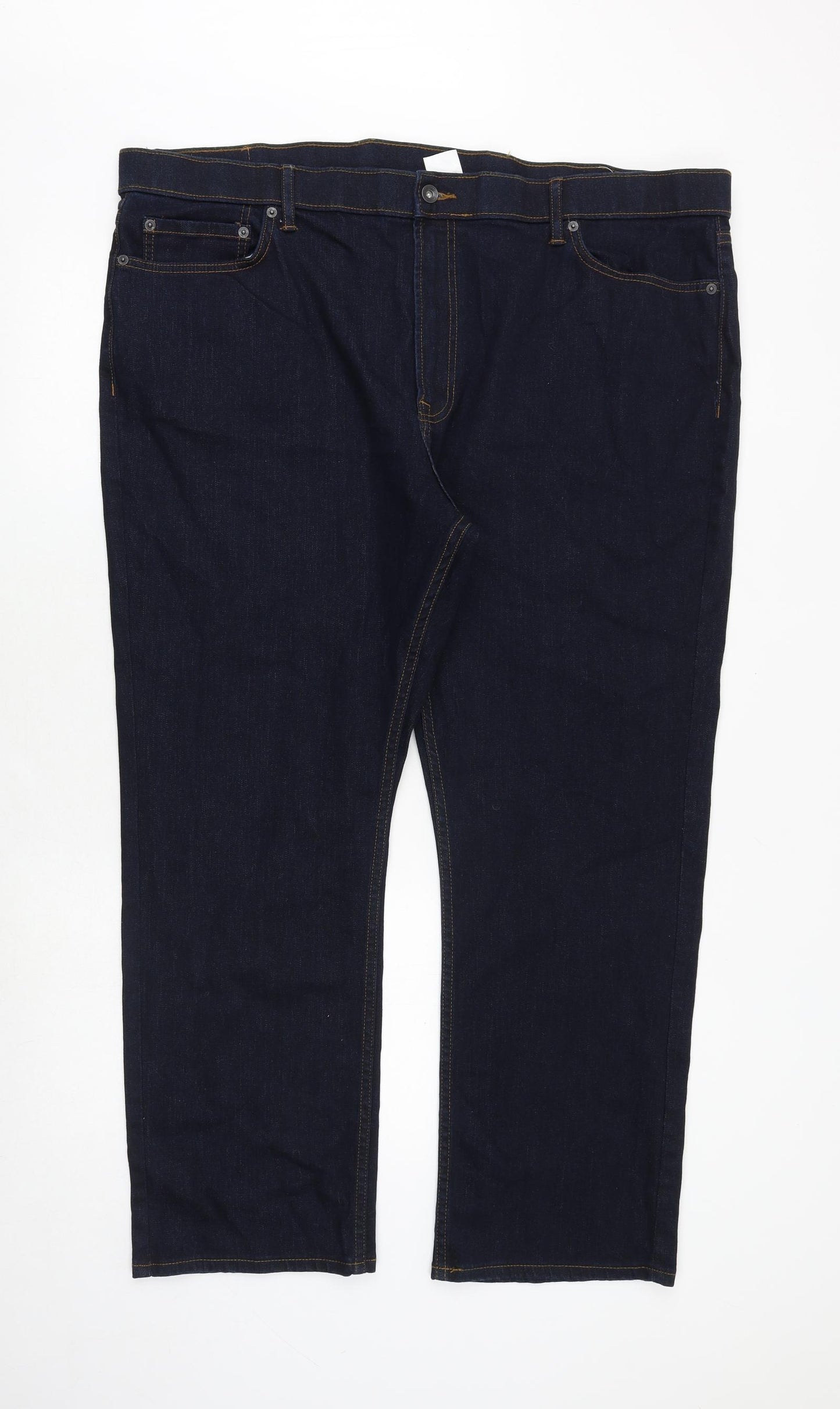 Marks and Spencer Mens Blue Cotton Straight Jeans Size 46 in Regular Zip